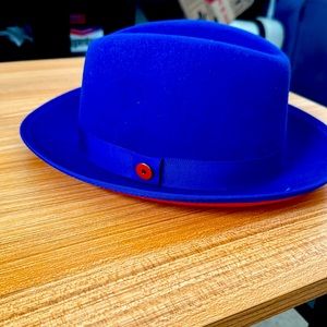 Keith James Men’s King Fedora Royal Blue Hat size Large